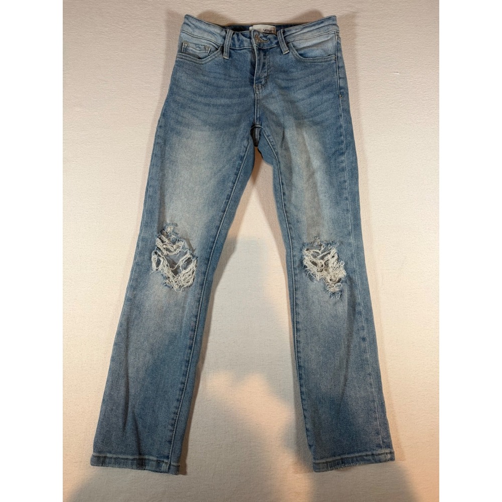 Vervet Los Angeles Distressed Straight Leg Jeans Light Wash V2809 Size 25
